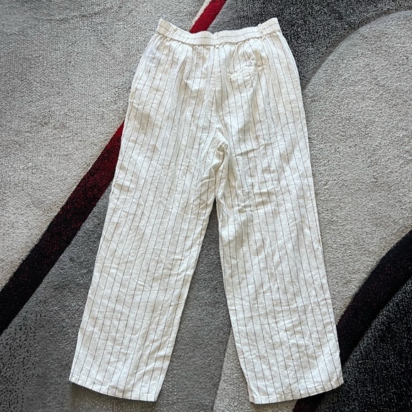 Urban Outfitters Ivory Stripe Linen Blend Wide Leg Pants - Picture 4 of 4